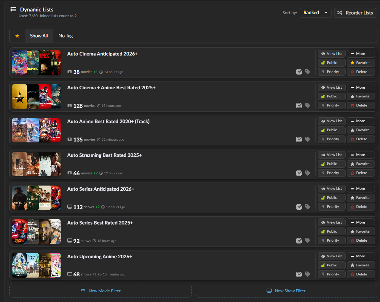 MDBList dynamic lists overview